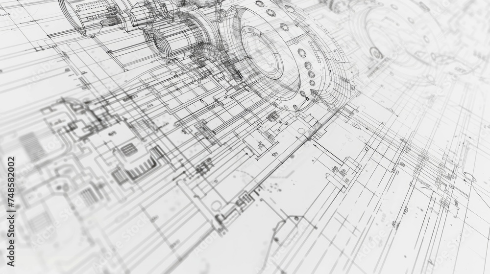 Poster detailed drawing of a machine on a table, perfect for technical illustrations