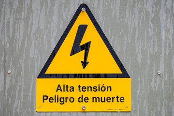 high voltage sign, danger of death, Spain