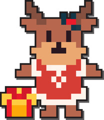 Pixel Art Christmas Animal Illustration