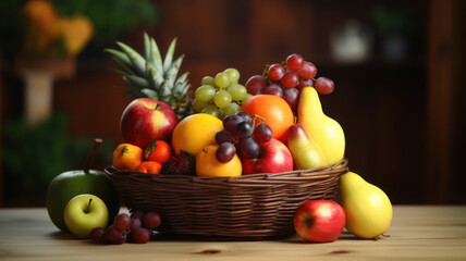Naklejka na ściany i meble Mix fruit in basket