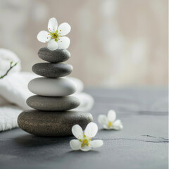 Naklejka na ściany i meble Spa Natural Alternative Therapy With Massage Stones And bamboo