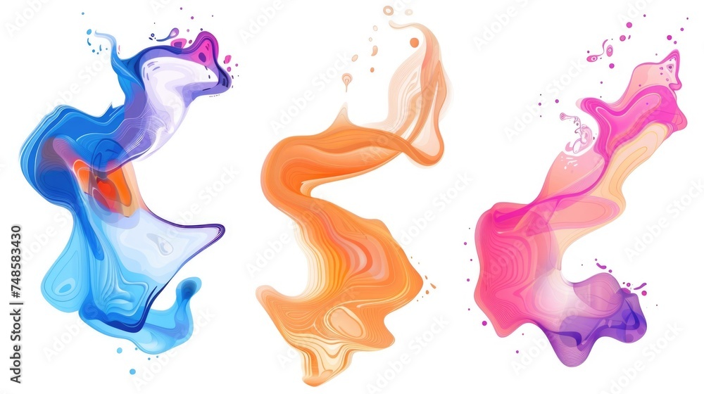 Poster Image of three different colored liquids in glass containers. Suitable for science or laboratory concepts