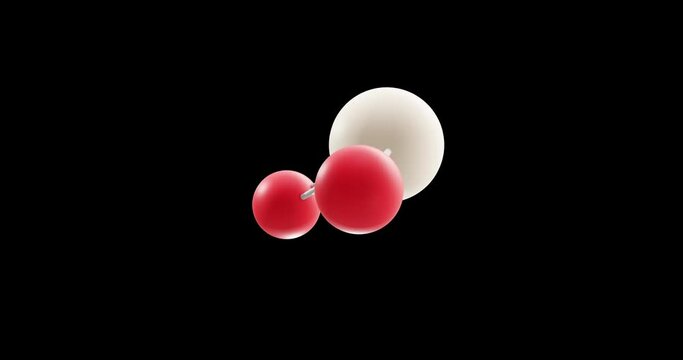 Silicon dioxide molecule, rotating 3D model of silica, looped video on a black background