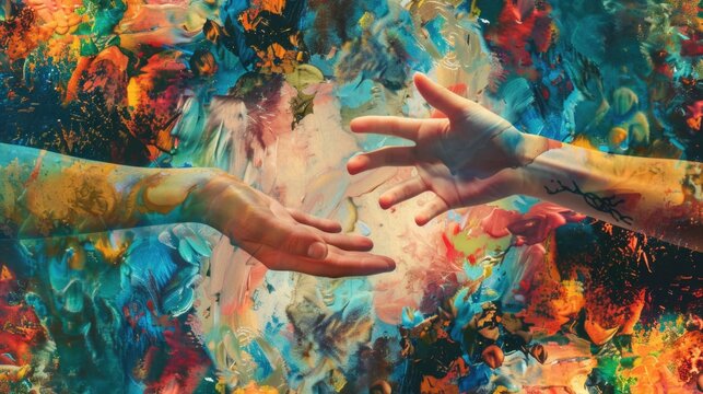 Two hands reaching towards each other, symbolizing unity and connection. Suitable for concepts of teamwork and support