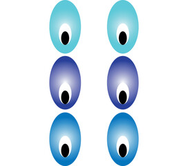 blue and white Easter eggs on white, Set of Eyes