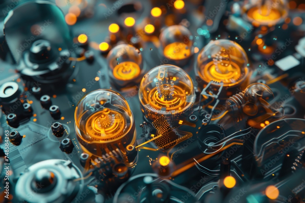 Poster close up of electronic components, suitable for technology and innovation concepts