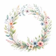 Spring wreaths and garlands. watercolor illustration, floral clipart for postcards, wedding invitations, stickers. isolated on white background. 