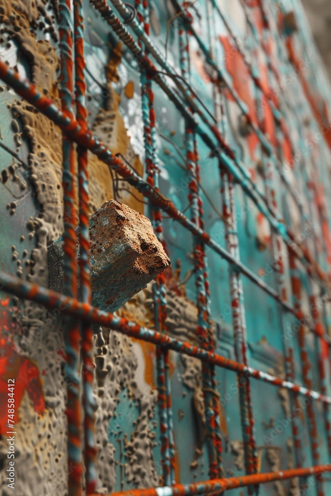 Poster detailed view of a chain link fence, perfect for industrial or security concepts