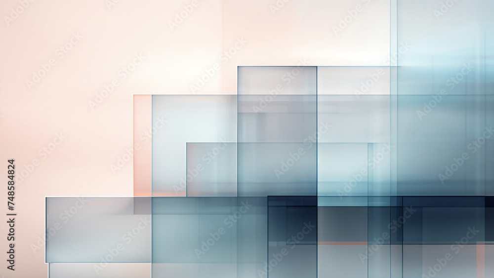 Aufkleber geometric-shapes-forming-a-layered-structure-with-translucent-overlay-minimalist-background