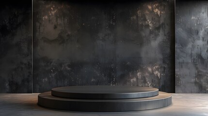Dark and mysterious, this 3D rendering of a stage is perfect for showcasing your products or services.