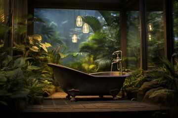 Aromatic Nature relax bath. Hotel skincare. Generate Ai