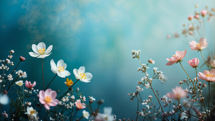 Fototapeta na wymiar miniature-flowers-arranged-in-a-delicate-frame-celebrating-spring-minimalist-design-approach