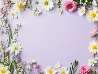 minimalist-spring-seasonal-flower-frame-background-featuring-an-assortment-of-mini-flowers-clean