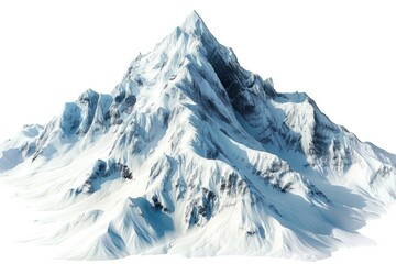 A majestic snow-covered mountain on a white background. Perfect for winter-themed designs