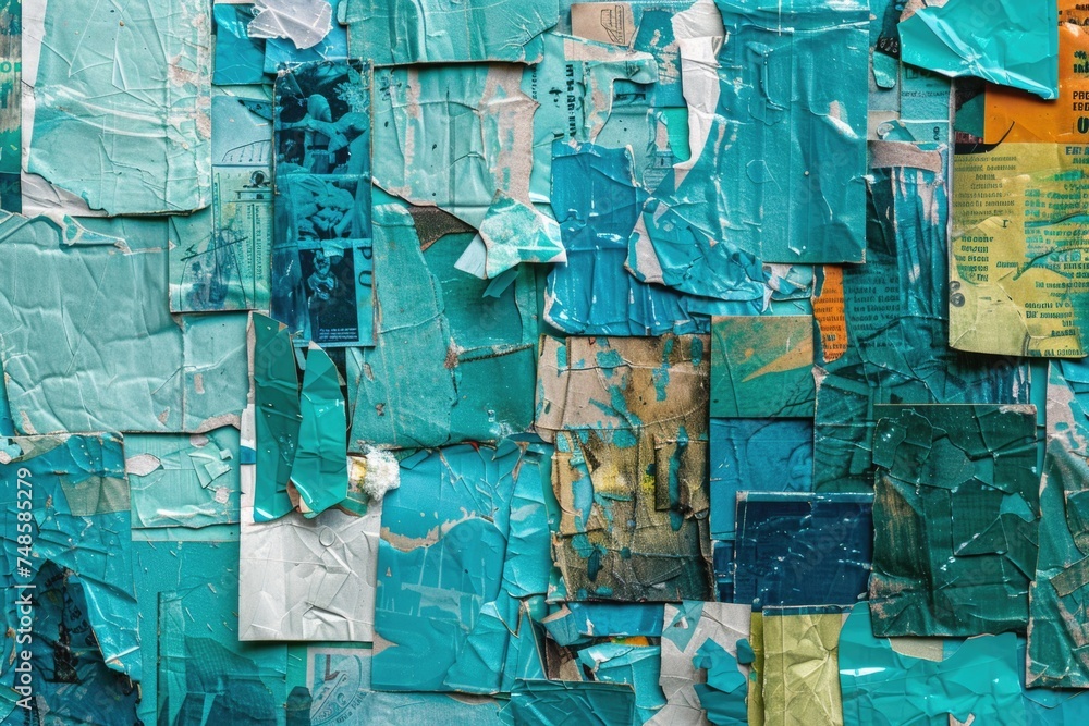 Poster a vibrant and diverse wall covered in various colored papers. ideal for creative projects and design