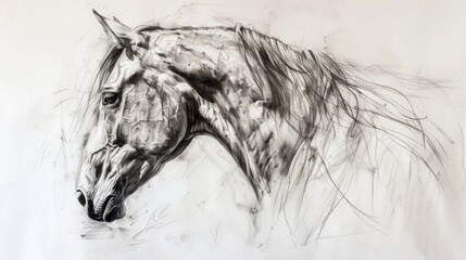 Detailed black and white drawing of a horse, perfect for artistic projects