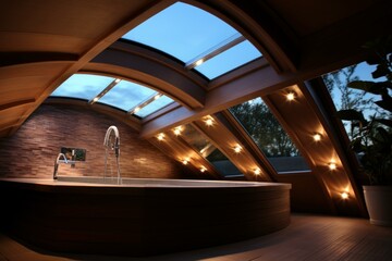 Soothing Roof relaxing jacuzzi. Travel summer. Generate Ai