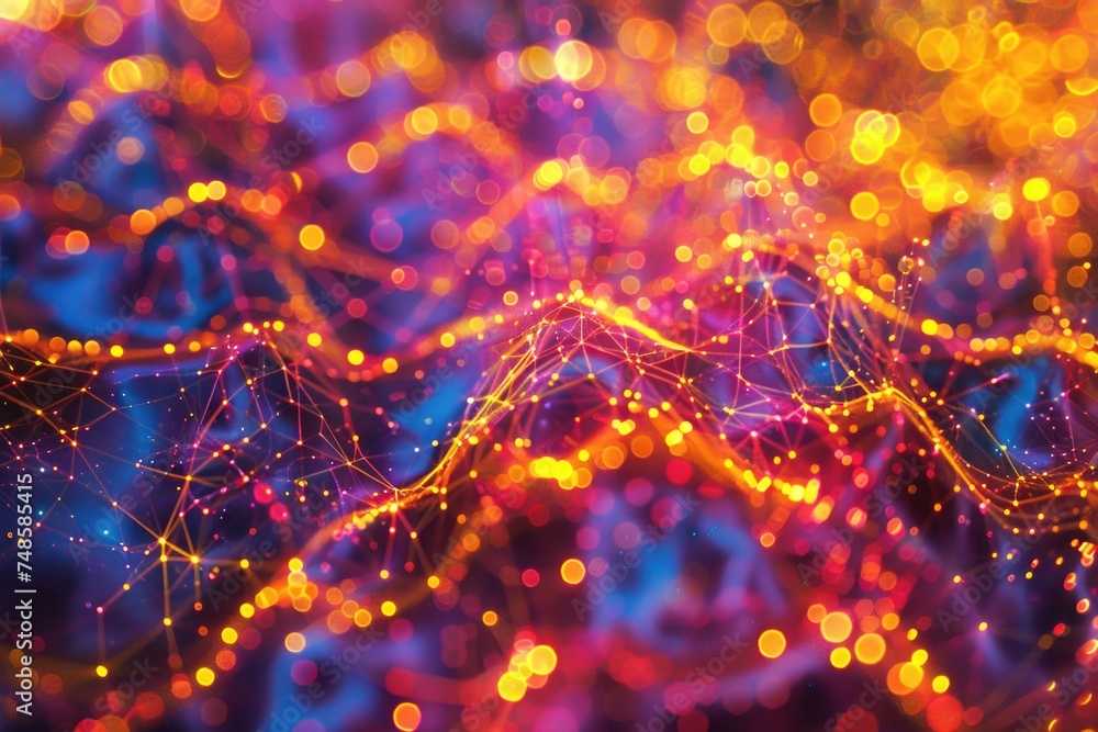 Poster a close-up view of a bunch of colorful lights. ideal for festive decorations