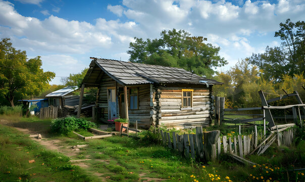 photo wooden house of poor people