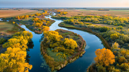 Beautiful autumn landscape. Delta of the Volga.