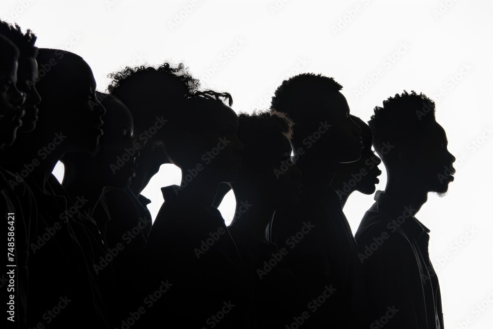 Poster a group of people standing next to each other. suitable for various concepts