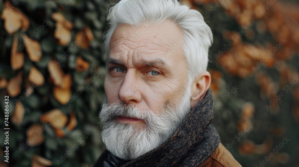 Aufkleber a detailed close-up of a person with a beard. suitable for various projects