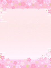 Fototapeta na wymiar 和風の桜の壁紙③ピンク縦
