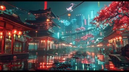Cyberpunk Cityscape at Night
