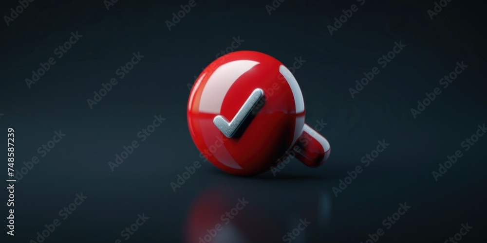 Aufkleber A red button with a check mark symbol. Suitable for various applications