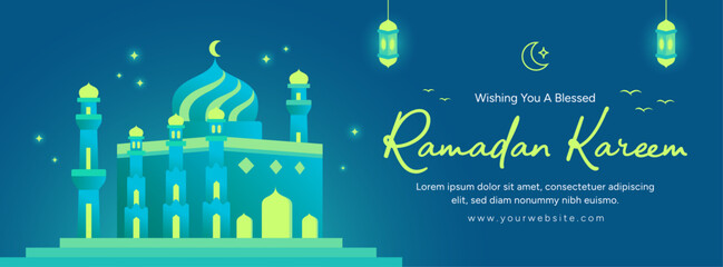 Vector Ramadan Kareem Greetings Social Media Cover Template Banner