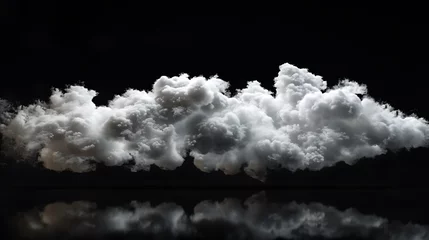 Deurstickers A large white cloud is floating in a black sky. The cloud is soft and fluffy, and it looks like it is made of cotton. © Netflix