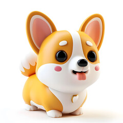 Naklejka premium 3D rendering cute corgi dog