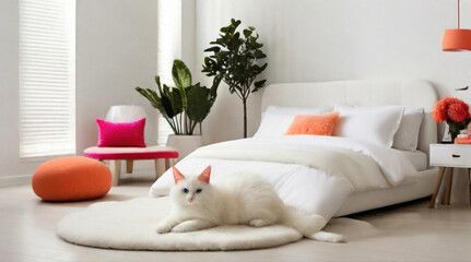 cat in different color with different color  cat bedroom with fury bedroom of the cat abstract background 