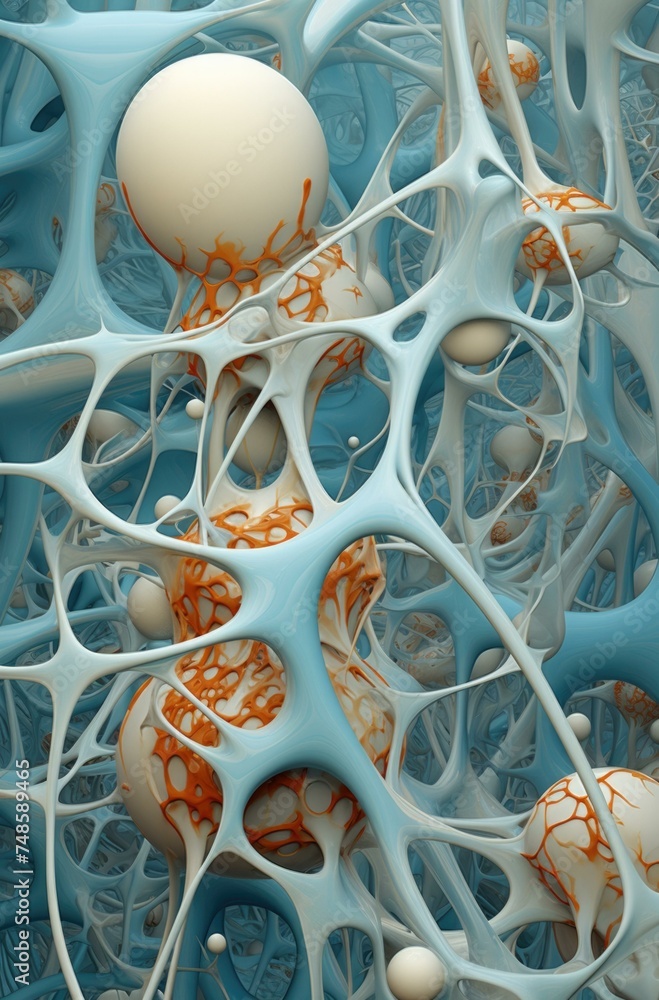 Poster a computer generated image of a cell microscopic structure. generative ai.