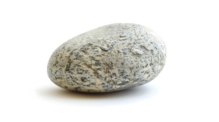 Fototapeta na wymiar Gray oval-shaped stone with a smooth surface and a rough texture. Isolated on a white background.