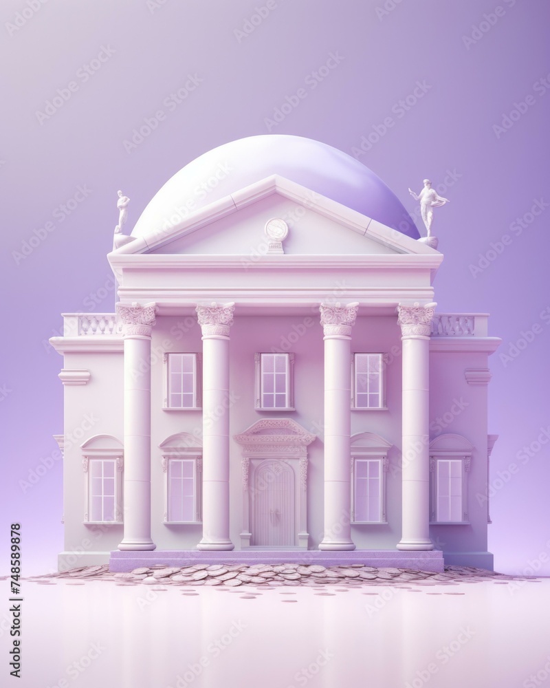 Aufkleber an illustration of a white building with columns. generative ai.
