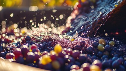 grapes that are being washed to be fermented into wine or alcohol.