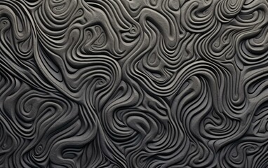 A black wall with a wavy pattern. Generative AI.