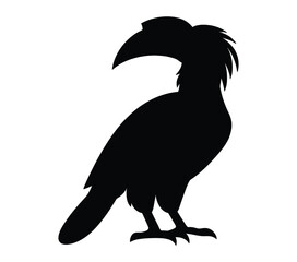 African Gray Hornbill Silhouette Stock Vector Illustration.