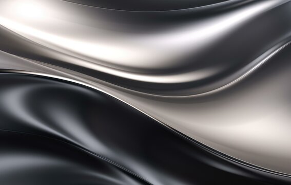 Black and silver abstract background with waves. Generative AI.