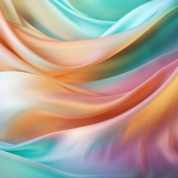 Colorful silk fabric background with waves. Generative AI.