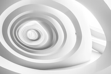 A white abstract composition with several circular curves.