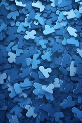 Blue puzzle pieces background. Generative AI.