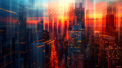 Hypnotic cityscapes at sunset technology