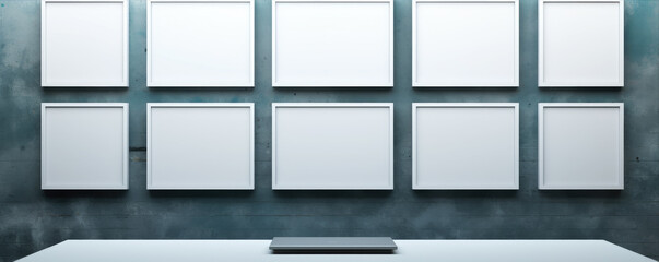 White boards on abstract wall. corporate identity image. Creative blank boards bacground.