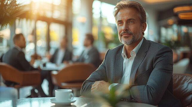 Male Businessman At A Business Meeting In A Restaurant