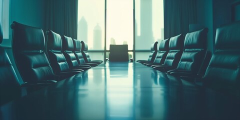 Closeup of an empty conference room before meeting