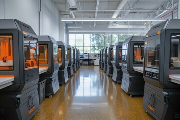 3D Printing Innovation Labs, Cutting-edge spaces where 3D printing transforms product development and manufacturing, from prototypes to finished goods. - obrazy, fototapety, plakaty