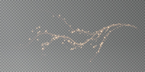 Holiday decor element in the form of a glowing sakura branch. Abstract glowing dust. Christmas background made of luminous dust. Vector png. Floating cloud of holiday bright little dust. - obrazy, fototapety, plakaty
