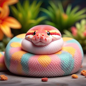 Adorable cute snake with lots of colors - version 13